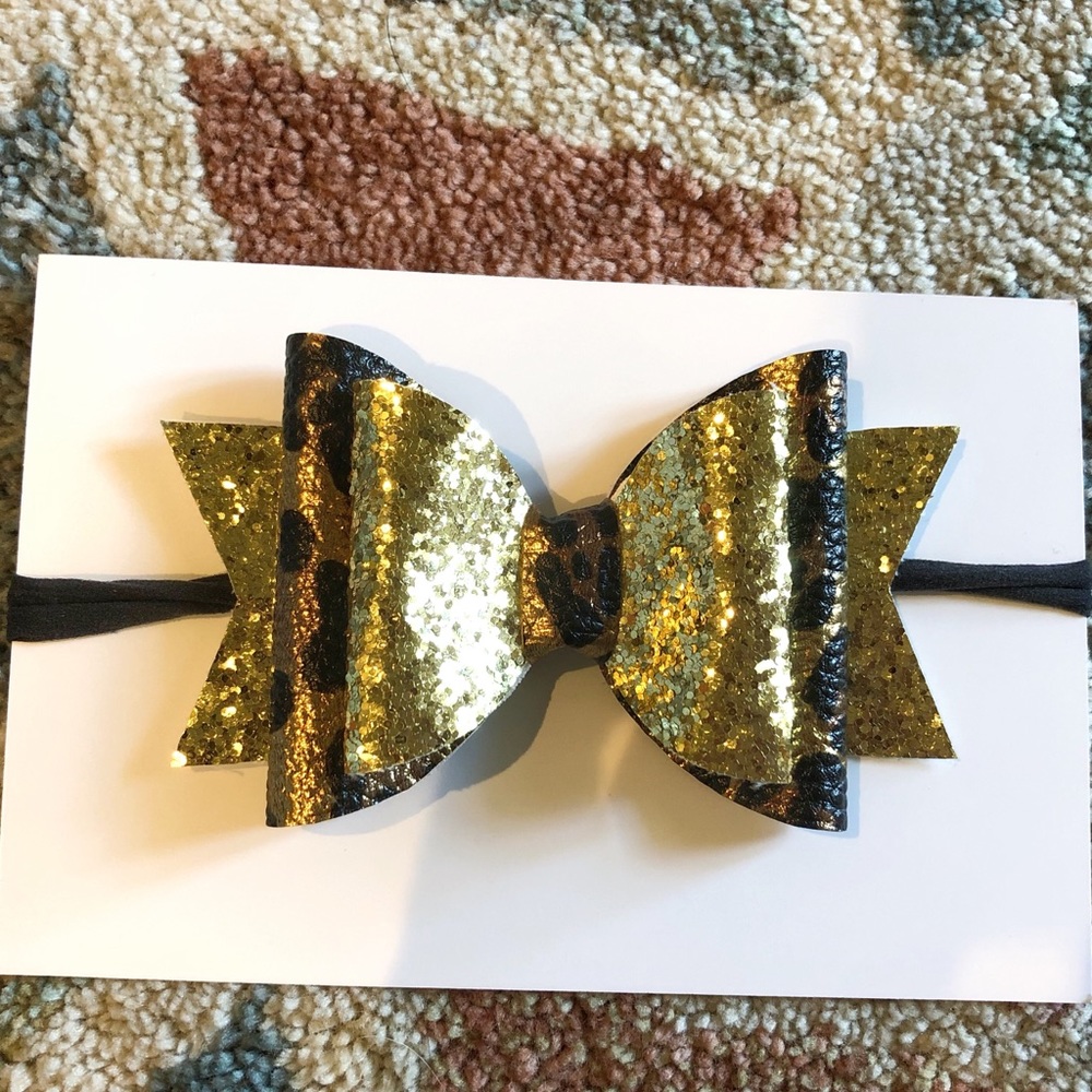 **3/$12** Boutique bow gold with animal print